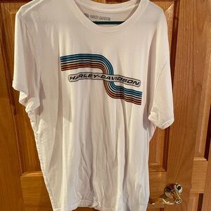 Harley-Davidson White Tee with Retro Stripes